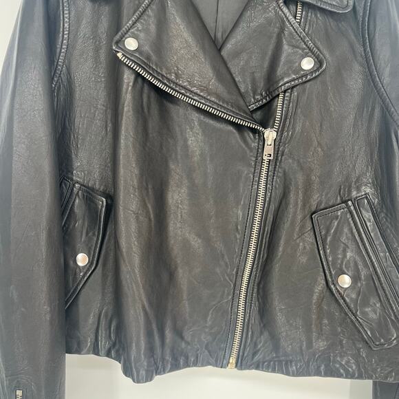 J.Crew Collection Washed Leather Motorcycle Jacket Black Women's Size XXL - Picture 16 of 16